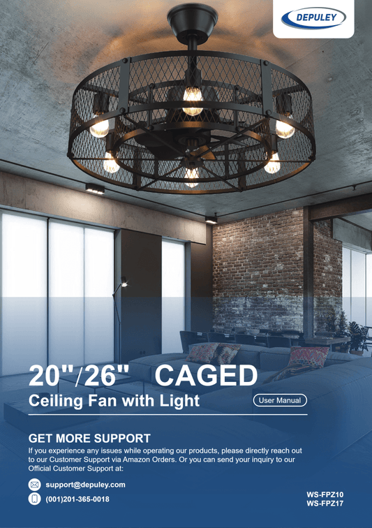 WS-FPZ17-60B Depuley 26" Caged Ceiling Fan (Latest) - Installation Guide - DEPULEY