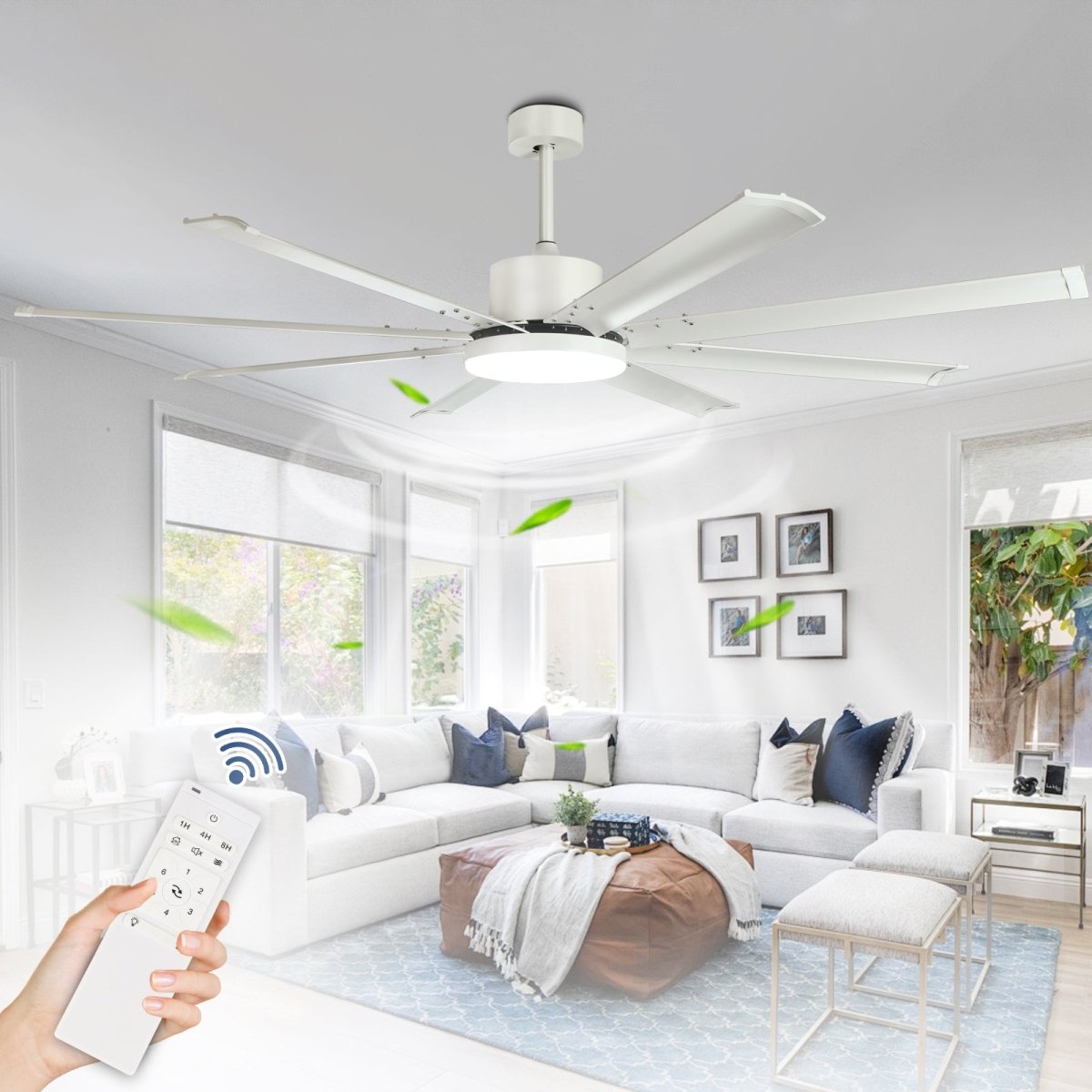 Addlon Ceiling Fans With Lights, 42 Inch Low Profile Ceiling Fan With Light And Remote Control, Flush Mount, Reversible, 3CCT, Dimmable, Quiet, White Small Ceiling Fan For Bedroom Indoor/Outdoor Use - Tamaño
