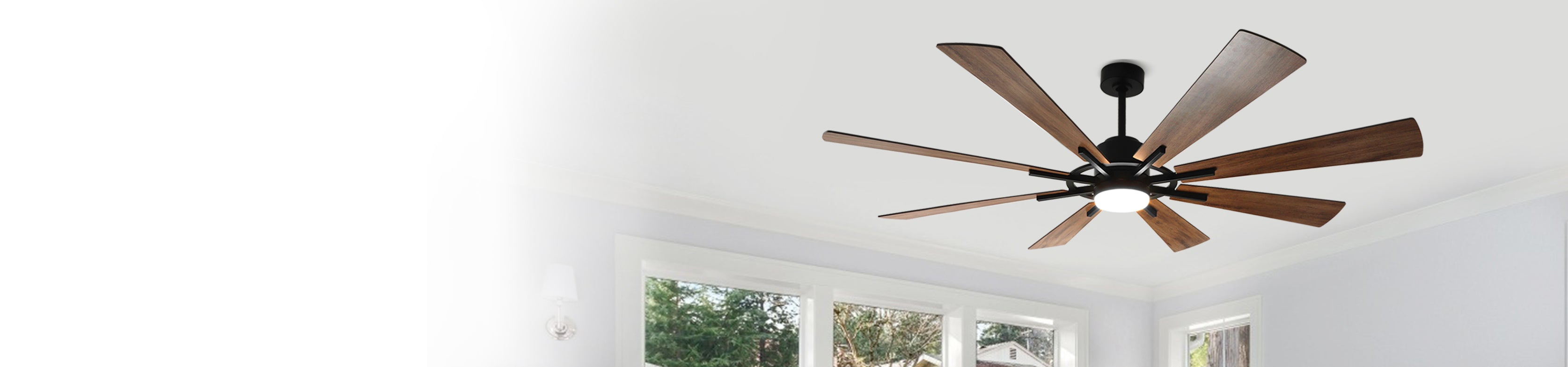 Depuley 72 Inch Ceiling Fan with Lights and Remote Control, Modern Large Ceiling Fan with 8 Blades 5-Speed Reversible DC Motor for Indoor Kitchen Bedroom Living Room, Black and Walnut