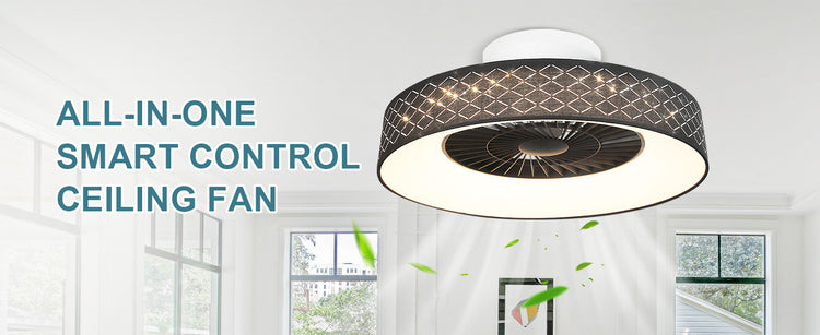 Depuley Low Profile Ceiling Fan - 22" Bladeless Ceiling Fan with Light and Remote, 3 Colors Dimmable LED 3 Speeds 5 Blades Enclosed Ceiling Fans with Light for Living Room Bedroom