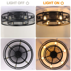 Depuley 25.6'' Caged Flush Mount Ceiling Fan with Lights Remote Control, Farmhouse Enclosed Ceiling Fan, Low Profile Vintage Ceiling Fan Lighting Fixture for Bedroom Kitchen - WS-FPZ58-60B 7 | DEPULEY