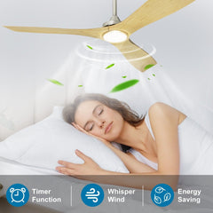 Depuley 52" Ceiling Fans with LED Lights and Remote, Modern Ceiling Fan Noiseless Reversible DC Motor for Kitchen/Patio/Farmhouse & Covered Outdoor Lighting, Timing, 3 Light Color Changeable - WS-FPZ40-18C-NE 7 | DEPULEY
