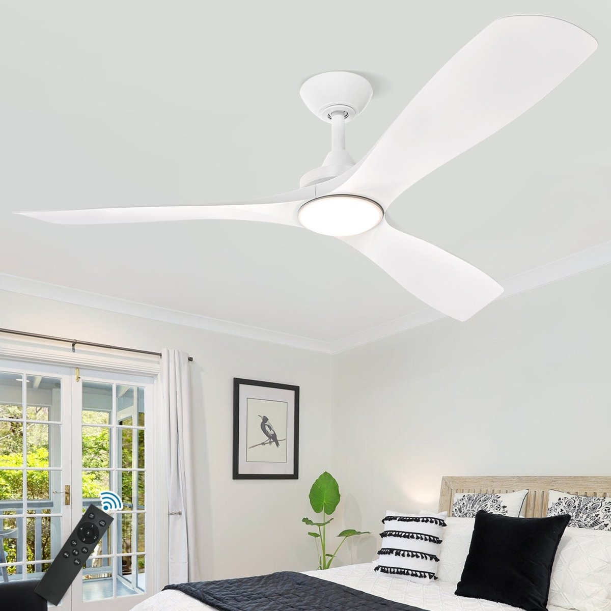 Depuley 52 Modern Ceiling Fan with Lights Remote Control Low Profile Ceiling Fans Noiseless Reversible DC Motor for Bedroom Living Room Study Patio