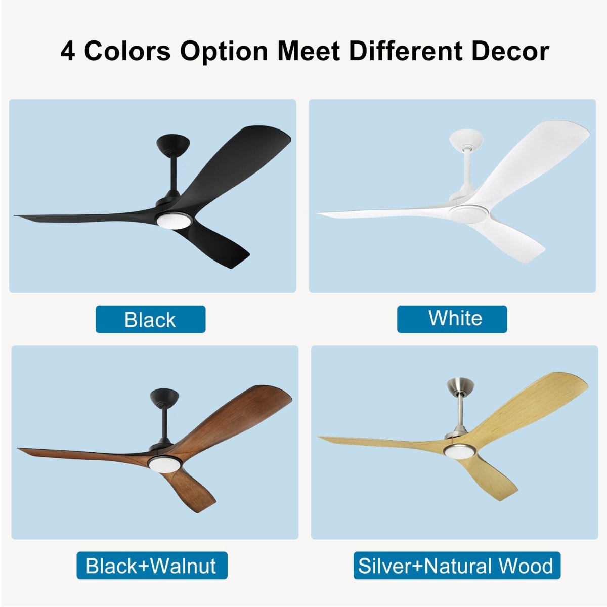 Depuley 52" Modern Ceiling Fan with Lights Remote Control, Low Profile Ceiling Fans Noiseless Reversible DC Motor for Bedroom/Living Room/Study/Patio Lighting, Timing, 3 Light Color Changeable-White - WS-FPZ40-18C-WH 7 | DEPULEY