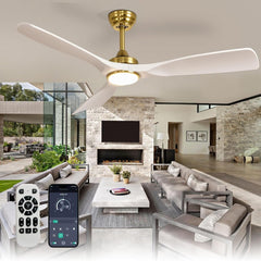 Depuley 52" Modern Ceiling Fan with Lights Remote Control, Low Profile Ceiling Fans Noiseless Reversible DC Motor for Bedroom/Living Room/Study/Patio Lighting, Timing, 3 Light Color Changeable - White - WS - FPZ180 - 18B - WG 12 | DEPULEY