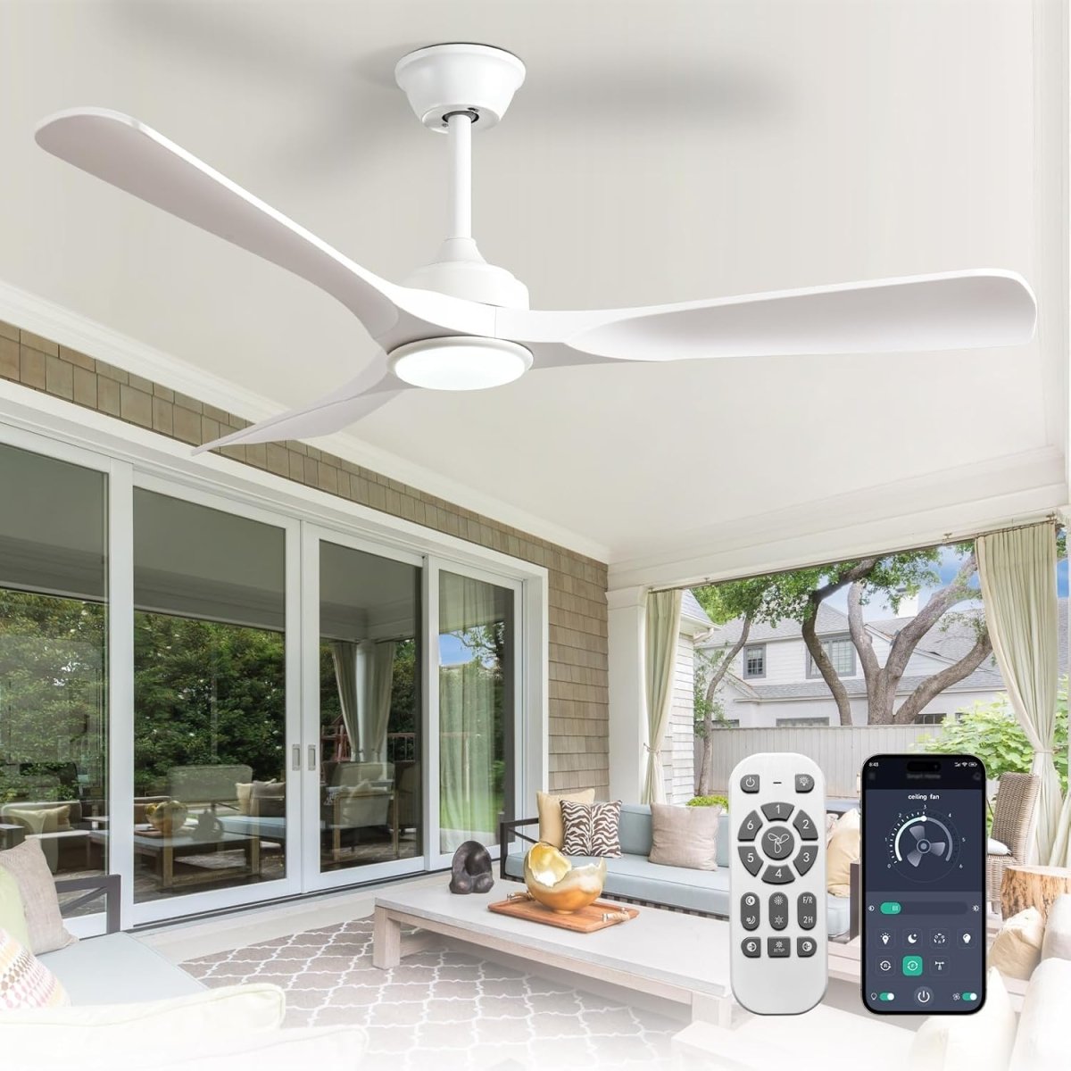 Depuley 52" Modern Ceiling Fan with Lights Remote Control, Low Profile Ceiling Fans Noiseless Reversible DC Motor for Bedroom/Living Room/Study/Patio Lighting, Timing, 3 Light Color Changeable - White - WS-FPZ180-18B-WG 11 | DEPULEY