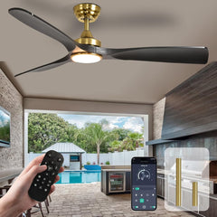 Depuley 52" Remote Ceiling Fan with Lights, Low Profile Modern Ceiling Fans, Noiseless Reversible DC Motor for Bedroom/Living Room/Study/Gazebo Lighting, Timing, 3 Light Color Changeable - Matte Black - WS - FPZ40 - 18C - BL 11 | DEPULEY