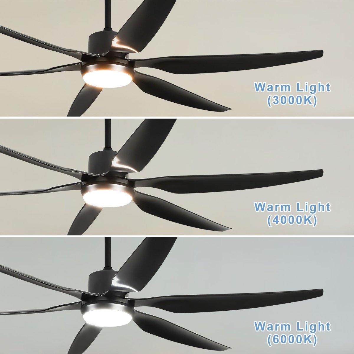 Depuley 66 Inch Black Ceiling Fans with Lights Remote Control, 6 Blade Modern Ceiling Fan with Dimmble LED Lights, Indoor and Outdoor for Patio, Living Room, Bedroom, Office, Reversible Quiet DC Motor - WS-FPZ32-12B-BK 5 | DEPULEY