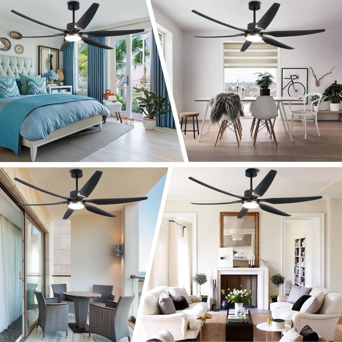 Depuley 66 Inch Black Ceiling Fans with Lights Remote Control, 6 Blade Modern Ceiling Fan with Dimmble LED Lights, Indoor and Outdoor for Patio, Living Room, Bedroom, Office, Reversible Quiet DC Motor - WS-FPZ32-12B-BK 6 | DEPULEY