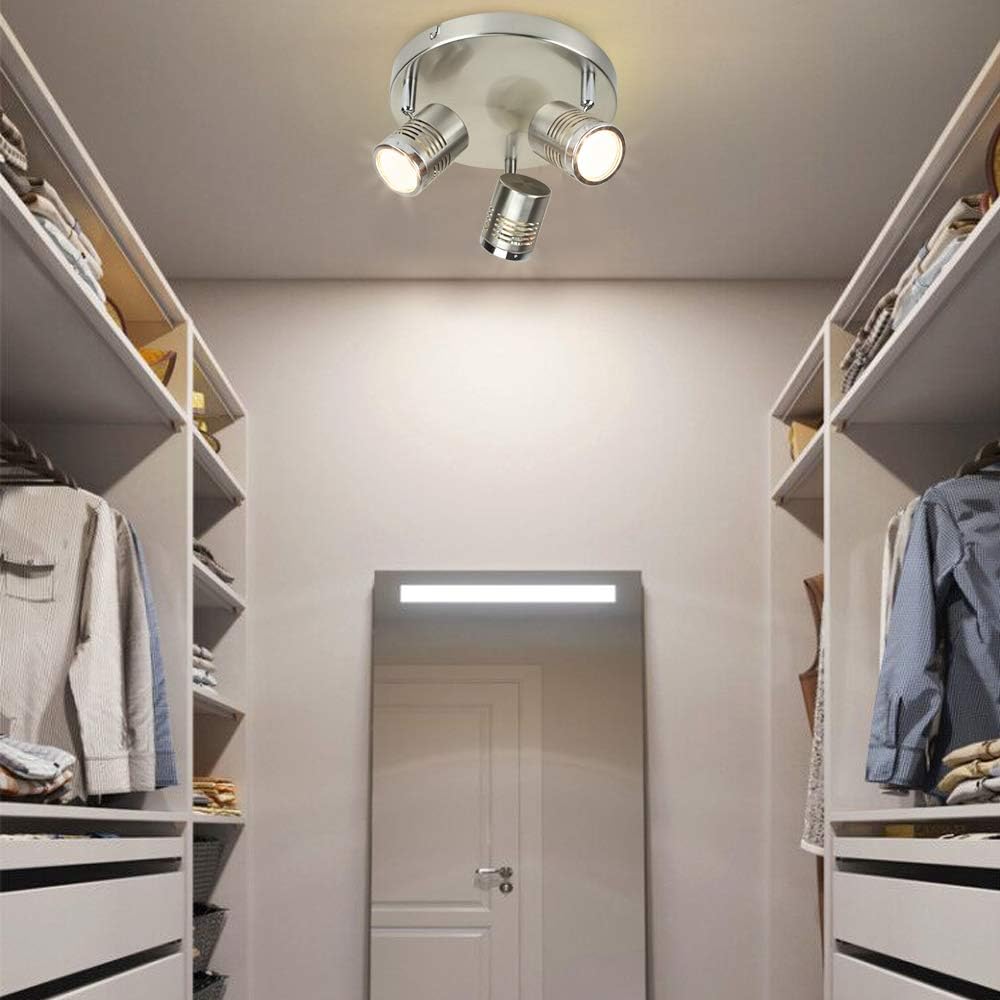 Depuley Industrial Track Light LED Directional Ceiling Spot Light, Indoor Round Ceiling Spot Lighting Fixture 3-Light for Kitchen/Dining Room/Hallway/Bedroom/Picture Wall, Warm Light, 3 * 3W Gu10 Bulb - WSSD01-9B 7 | DEPULEY