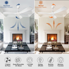 Depuley White Modern Remote Ceiling Fan No Light, Low Profile Ceiling Fans Without Light, 52-Inch Noiseless Reversible DC Motor for Kitchen/Patio/Farmhouse & Covered Outdoor, Timing - WS-FPZ42-18B-WH 4 | DEPULEY