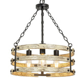 DLLT 3-Light Farmhouse Chandelier Light Fixtures, Rustic Drum Hanging Pendant Lighting, Semi Flush Mount Ceiling Light for Dining Room Kitchen Entryway Foyer Hallway, Black Metal Finish - WS-FND98-60B 1 | DEPULEY