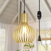 DLLT Golden Brass Hollow-carved Design Pendant Ceiling Lights Fixtures, Classic Pendant Lamp Industrial Metal Hanging Pendant LED Lighting for Kitchen, Bedroom, Dining Room, Hallway, Loft, Restaurant, Bar, Entryway - WS-FND25-60B-DP 1 | DEPULEY