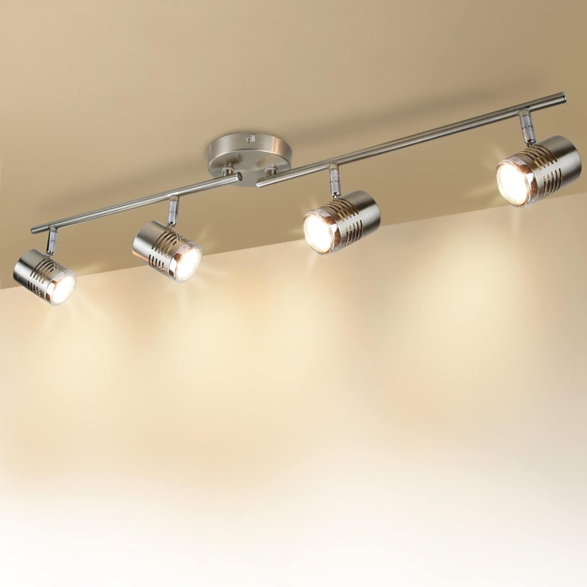 DLLT LED Track Light, Complete Track Lighting Kits, Flush Mount Ceiling Spot Lights for Kitchen, Dining Room, Bedroom, Hallway, 4 Lights-Warm Light, GU10 Lamp Base (Bulbs Included) - WSSD01-12B 1 | DEPULEY