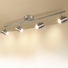 DLLT LED Track Light, Complete Track Lighting Kits, Flush Mount Ceiling Spot Lights for Kitchen, Dining Room, Bedroom, Hallway, 4 Lights-Warm Light, GU10 Lamp Base (Bulbs Included) - WSSD01-12B 1 | DEPULEY