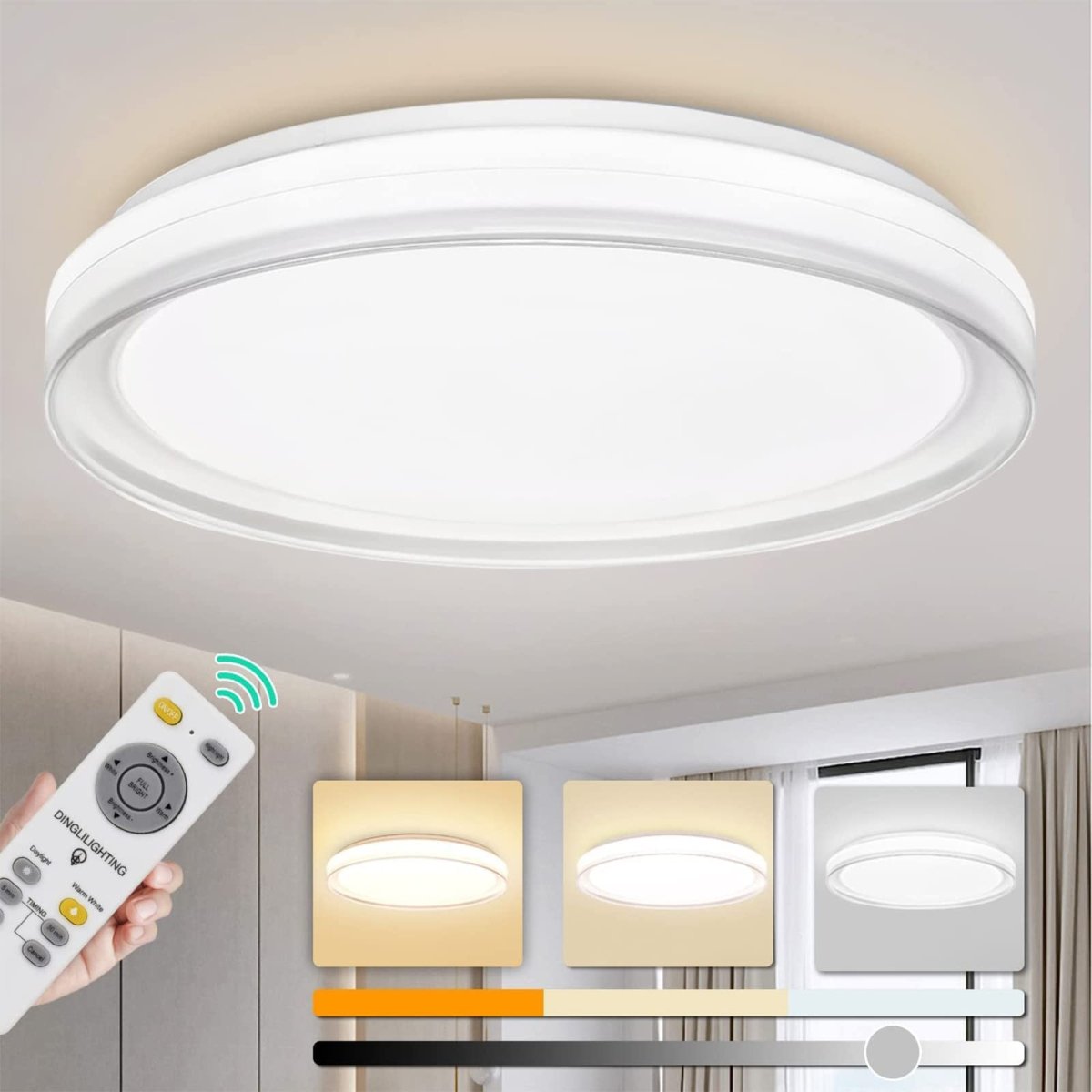 Remote Control & LED Light Source for all DEPULEY & DINGLILIGHTING Dimmable Flush Mount Ceiling Lights - 7 | DEPULEY