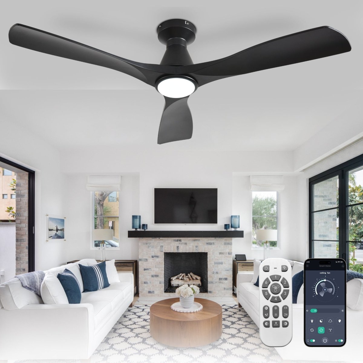 Replacement | Remote Control Set for Depuley 42/52/60/72" Celing Fan with LED Light or No Light, Indoor Outdoor Fan with Remote APP Control, 3/8 Blades - Remote - Set - WS - FPZ186 - 18C 12 | DEPULEY
