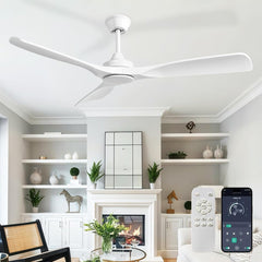 White Modern Remote Ceiling Fan No Light, Low Profile Ceiling Fans Without Light, 52 - Inch Noiseless Reversible DC Motor for Kitchen/Patio/Farmhouse & Covered Outdoor, Timing - WS-FPZ180-18B-WH 13 | DEPULEY