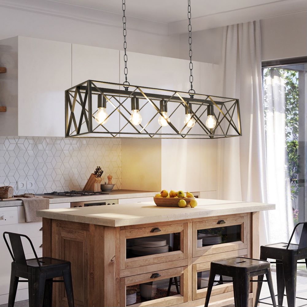 Depuley Pendant Lighting Fixture, Industrial 5-Light Kitchen