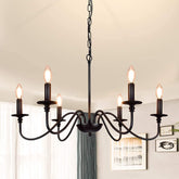 Depuley 6-Light Chandeliers, Industrial Pendant Ceiling Lights, Vintage Black Iron Chandelier Lighting, Candle Ceiling Pendant Light for Kitchen Island, Living Room, Dining Room, Black - WSCDD17-6B 1 | Depuley
