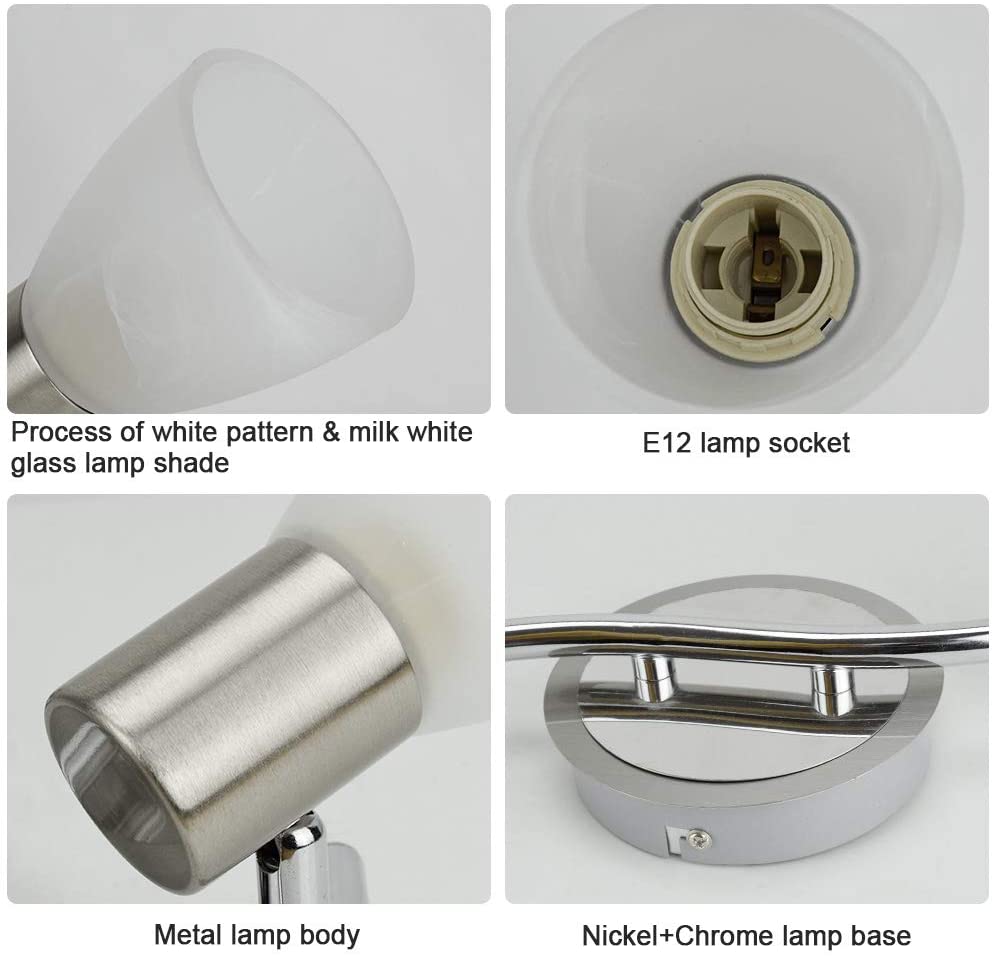 DLLT 6-Light Flexible Track Lighting Rail, Modern Directional LED Spot Ceiling Light Fixture with Glass Shade, for Living Room, Dining Room, Bedroom, Kitchen, Brush Steel - WSSD04-30B 6 | Depuley