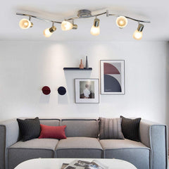 DLLT 6-Light Flexible Track Lighting Rail, Modern Directional LED Spot Ceiling Light Fixture with Glass Shade, for Living Room, Dining Room, Bedroom, Kitchen, Brush Steel - WSSD04-30B 10 | Depuley