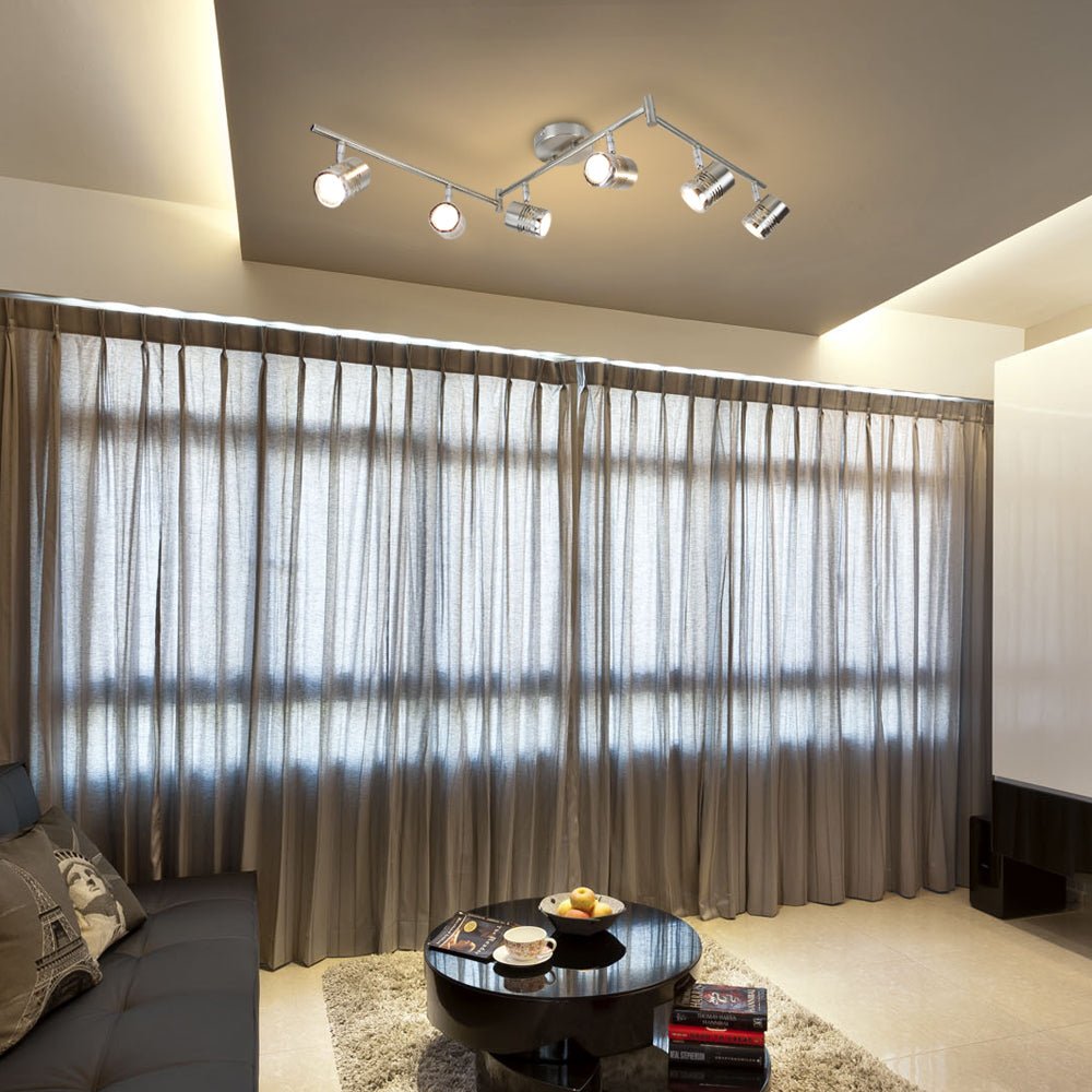 Depuley LED Ceiling Light Rotatable, 6 Way Kitchen Lights Ceiling, Chrome & Swivelling Design, Modern Spotlights for Kitchen, Living Room, Bedroom, Including 6 X 3W GU10 LED Bulbs (Warm White) - WSSD01-18B 8 | Depuley