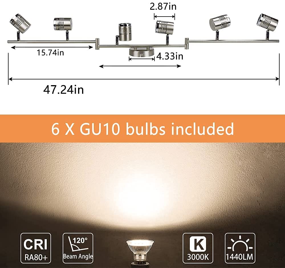 Depuley LED Ceiling Light Rotatable, 6 Way Kitchen Lights Ceiling, Chrome & Swivelling Design, Modern Spotlights for Kitchen, Living Room, Bedroom, Including 6 X 3W GU10 LED Bulbs (Warm White) - WSSD01-18B 3 | Depuley