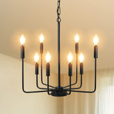 Depuley Black Farmhouse Candle Chandelier Lighting, 8-Light Classic Iron Ceiling Light Fixture Hanging, Industrial Flush Mount Pendant Lamp - WS-FND70-40B 1 | Depuley