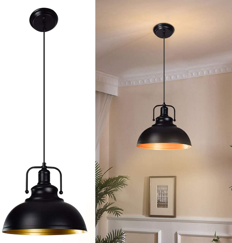 Depuley Black Pendant Light Vintage Ceiling Hanging Light Fixture Farmhouse Decor Adjustable Metal Hang Lamp Industrial Dining Lights Fixture