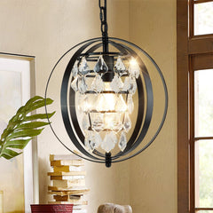 DLLT Ceiling Pendant Light Fitting, Globe Crystal Chandeliers Ceiling Lights, Vintage Hanging Ceiling Lights, Adjustable Pendant Pendant Lighting for Kitchen Island Dining Room Living Room Bedroom - WSCDD18-B 15 | Depuley