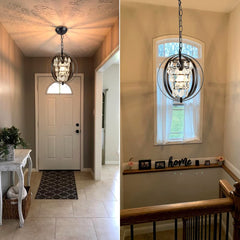 DLLT Ceiling Pendant Light Fitting, Globe Crystal Chandeliers Ceiling Lights, Vintage Hanging Ceiling Lights, Adjustable Pendant Pendant Lighting for Kitchen Island Dining Room Living Room Bedroom - WSCDD18-B 5 | Depuley