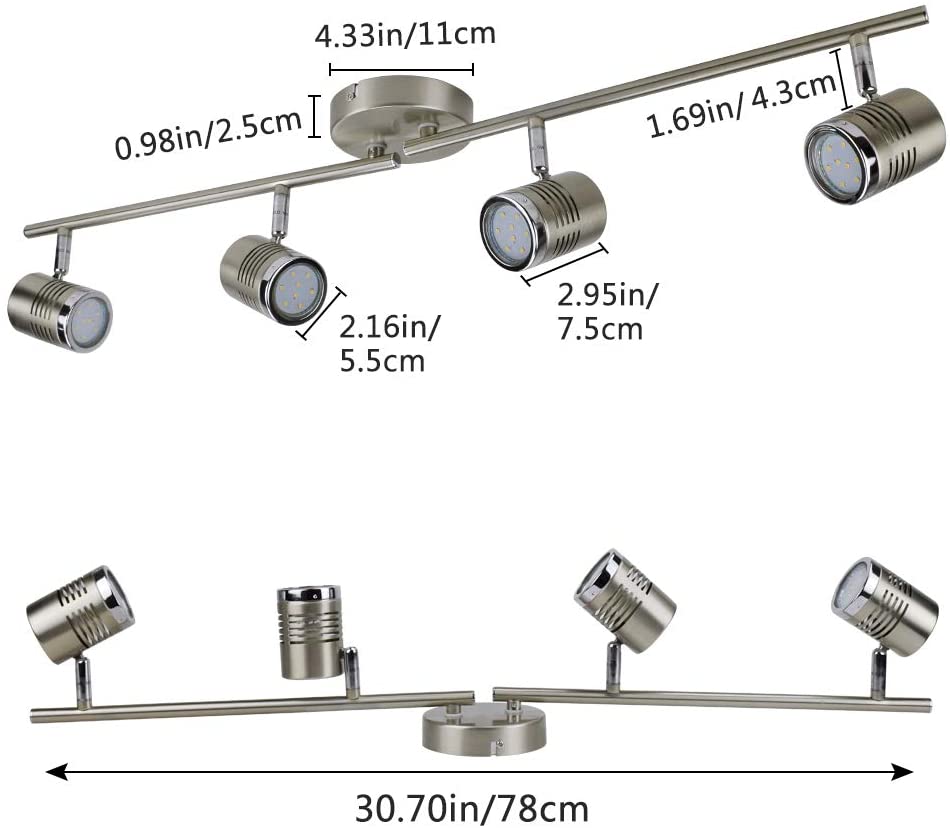 DLLT LED Track Light, Complete Track Lighting Kits, Flush Mount Ceiling Spot Lights for Kitchen, Dining Room, Bedroom, Hallway, 4 Lights-Warm Light, GU10 Lamp Base (Bulbs Included) - WSSD01-12B 3 | Depuley