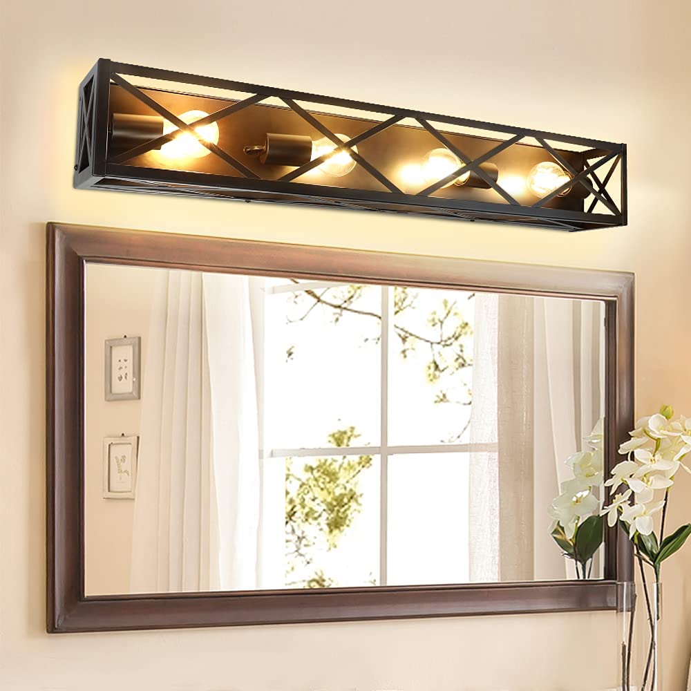 Black metal bathroom light fixtures discount