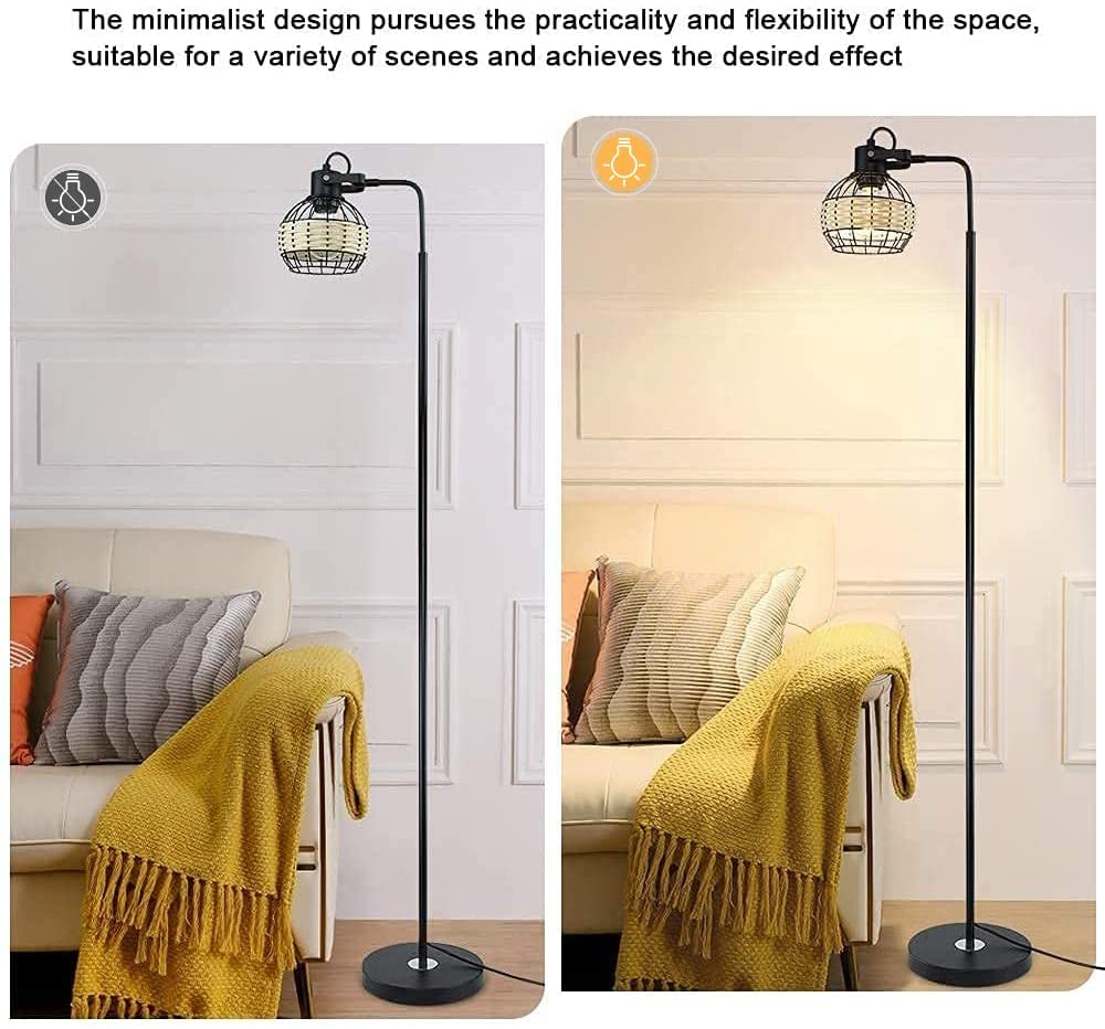 Depuley LED Floor Lamp, Adjustable Head Standing Lamp with Heavy Metal Based, Farmhouse Tall Rattan Floor Lamps Reading Lighting - WS-MNF29-60B 7 | Depuley