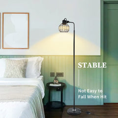Depuley LED Floor Lamp, Adjustable Head Standing Lamp with Heavy Metal Based, Farmhouse Tall Rattan Floor Lamps Reading Lighting - WS-MNF29-60B 8 | Depuley