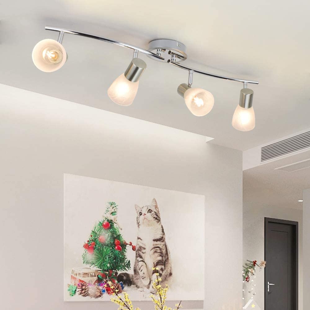 Depuley Led Track Light,4-Light with Glass Shade, Wall Accent S-Shaped Tracking Lighting, E12 Base - WSSD04-20B 2 | Depuley