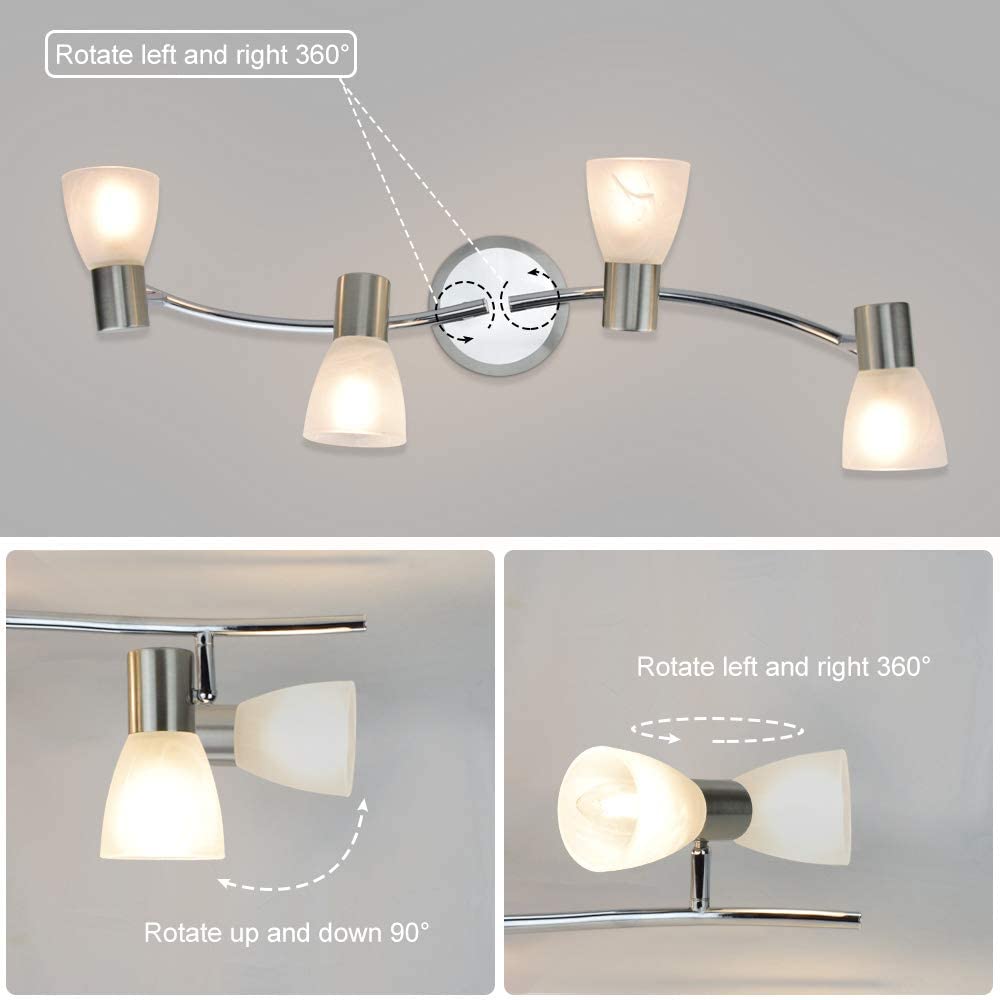 Depuley Led Track Light,4-Light with Glass Shade, Wall Accent S-Shaped Tracking Lighting, E12 Base - WSSD04-20B 4 | Depuley