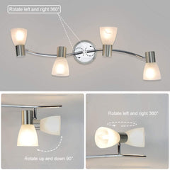 Depuley Led Track Light,4-Light with Glass Shade, Wall Accent S-Shaped Tracking Lighting, E12 Base - WSSD04-20B 4 | Depuley