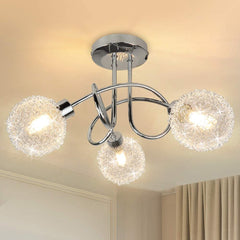 Depuley Modern 3-Light Semi Flush Mount Ceiling Light Fixture, Small Sputnik Chandelier with Globe Wire Shade, Elegant Ceiling Lamp for Bedroom Kitchen Hallway Entryway Dining Room - WS-FNC20-40B 1 | Depuley