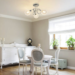 Depuley Modern 3-Light Semi Flush Mount Ceiling Light Fixture, Small Sputnik Chandelier with Globe Wire Shade, Elegant Ceiling Lamp for Bedroom Kitchen Hallway Entryway Dining Room - WS-FNC20-40B 8 | Depuley