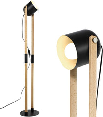 Depuley Modern Metal Wooden Floor Lamps for Living Room, 360° Heads Rotatable Standing Light with Pressure Switch, Reading Lamp for Bedroom Office Decoration, Bulb Included - WS-MNF33-60B 5 | Depuley