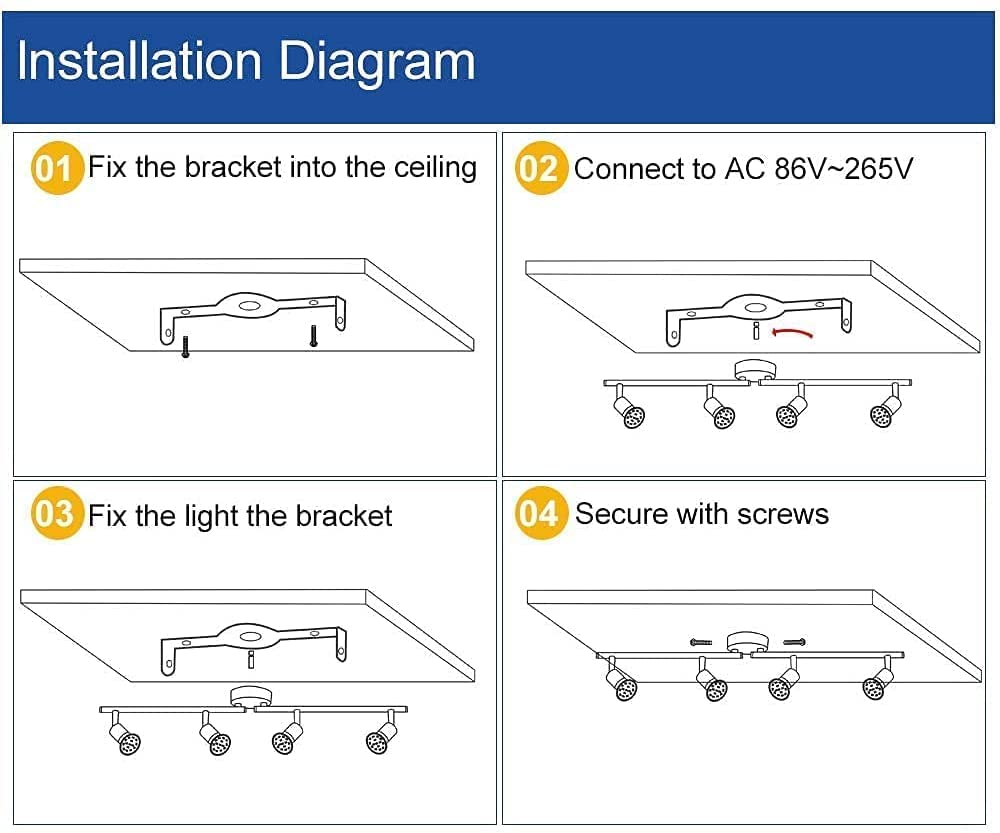 Depuley Modern LED 4 Light Track Lighting Kit, Flexibly Adjustable Decorative Accent Lamp, Bulbs Included - WSGDD01-12B 5 | Depuley