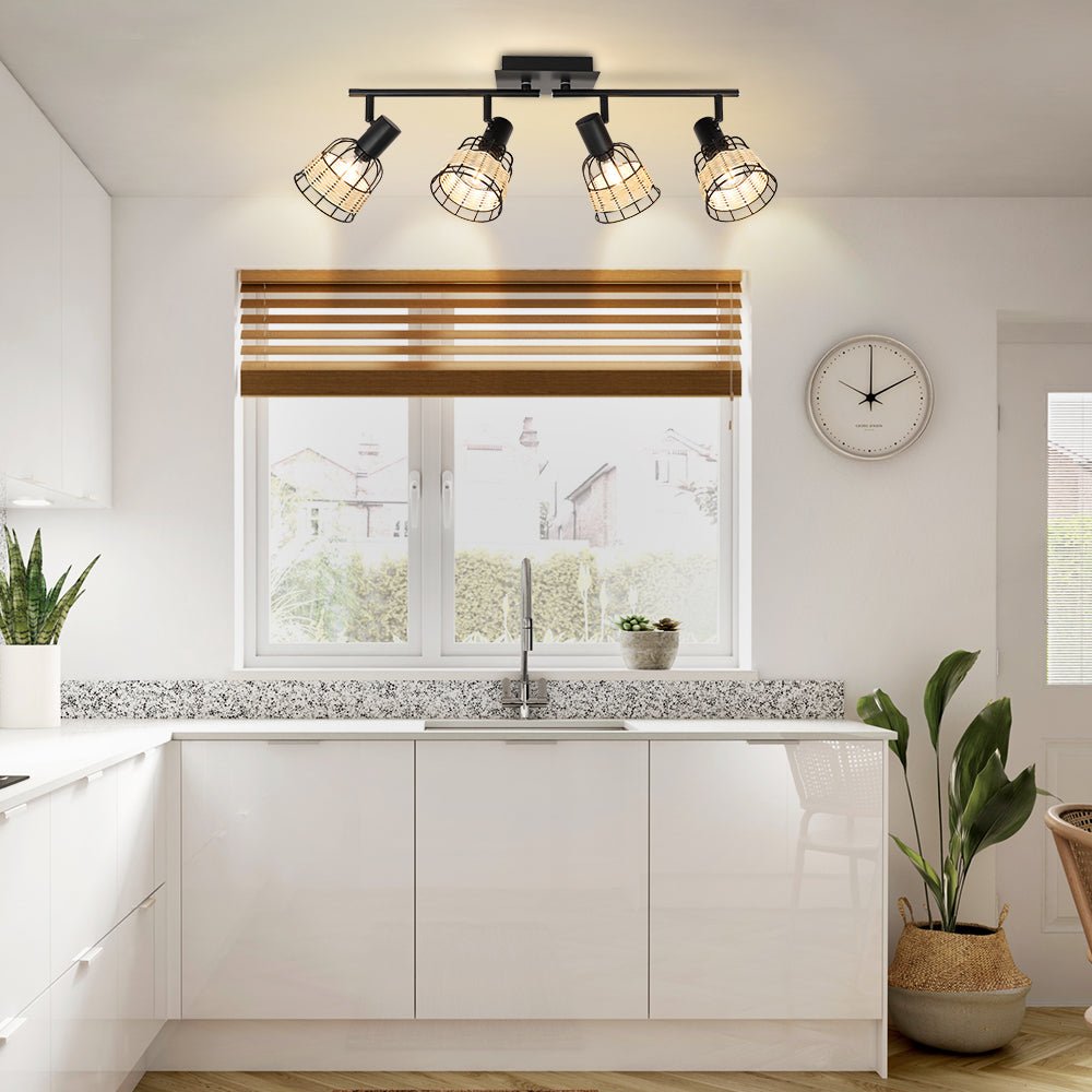 Depuley Modern Track Lighting Kit, 4-Head Rattan Track Wall Spotlight,with Woven Cage - WS-FNG51-40B 9 | Depuley