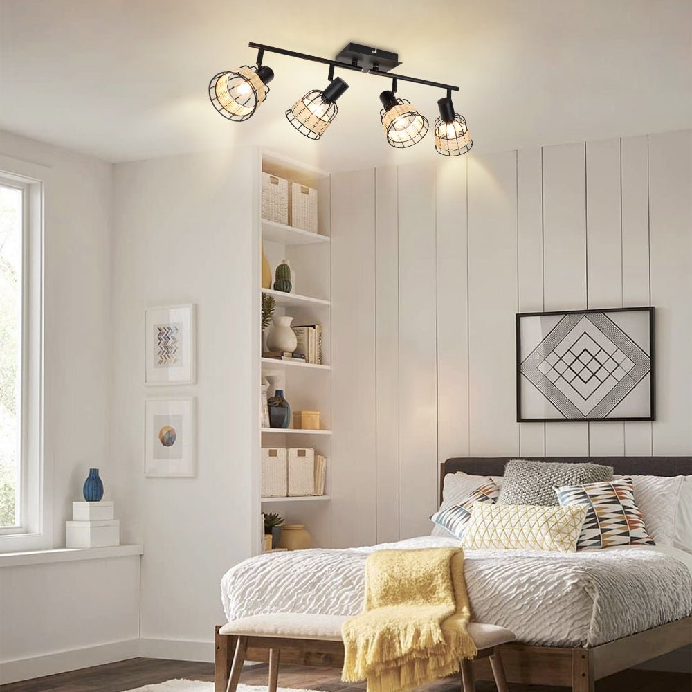 Depuley Modern Track Lighting Kit, 4-Head Rattan Track Wall Spotlight,with Woven Cage - WS-FNG51-40B 15 | Depuley