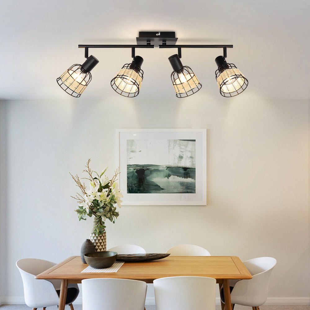 Depuley Modern Track Lighting Kit, 4-Head Rattan Track Wall Spotlight,with Woven Cage - WS-FNG51-40B 14 | Depuley