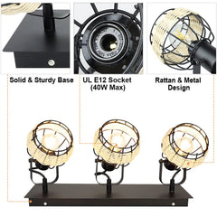 Depuley Rustic Metal and Rattan 3-Light Wall Light, with Variable Direction Lampshade - WS-FNG47-40B 5 | Depuley