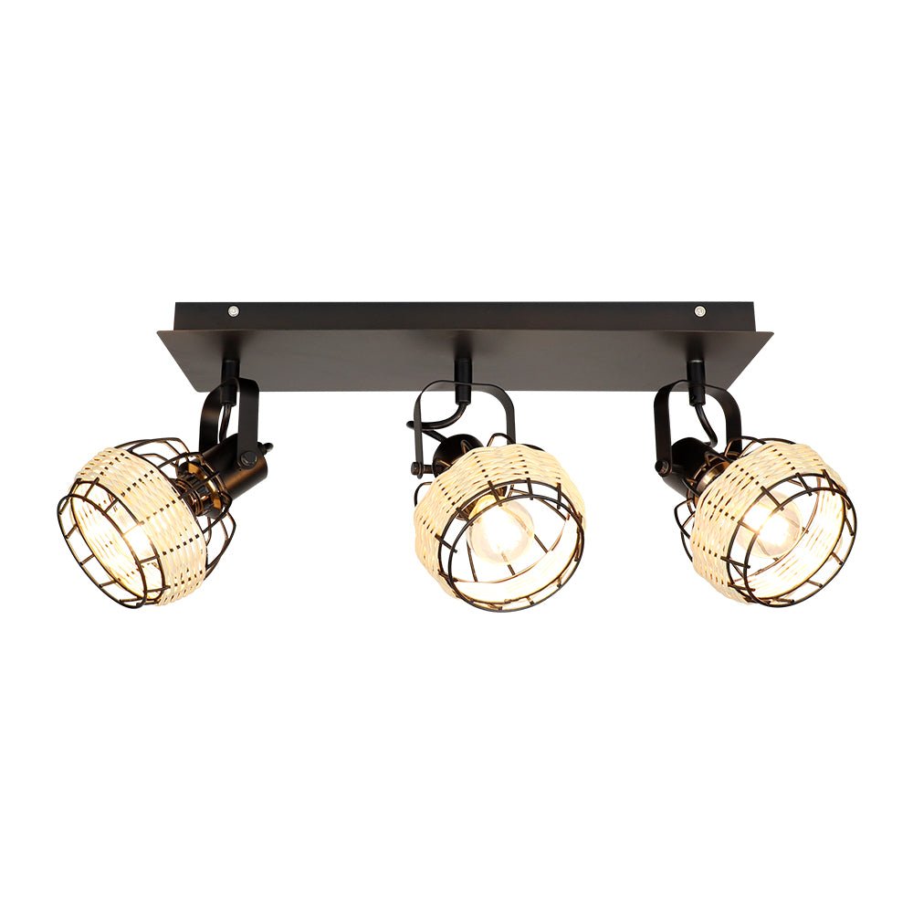 Depuley Rustic Metal and Rattan 3-Light Wall Light, with Variable Direction Lampshade - WS-FNG47-40B 9 | Depuley