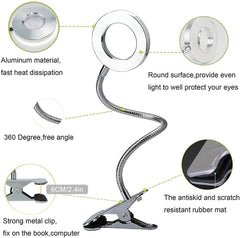 Depuley W-LITE 6W LED USB Clip on Reading Light, 2-Light Color Desk Lamp with Clamp for Bed Kids Book Piano Headboard, Eye Protection, Book Light Warm & Cool Light Colors, Adapter Included - B074V55XBR 22 | Depuley