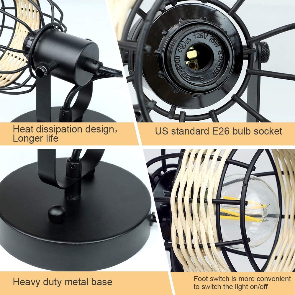 Depuley Wall Spotlight Fixture, Rustic Cage Wall Light with Plug in Cord, Adjustable Flush Mount Track Lighting - WS-FNG45-40B 4 | Depuley